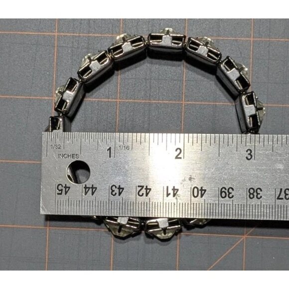 Crystal Rhinestone Dark Metal Bangle Bracelet Bling Costume - Picture 14 of 16